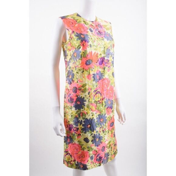 Vintage 70s Womens Shift Dress Sz S Small Multi-Color Floral Mod Pink Purple - Picture 2 of 7